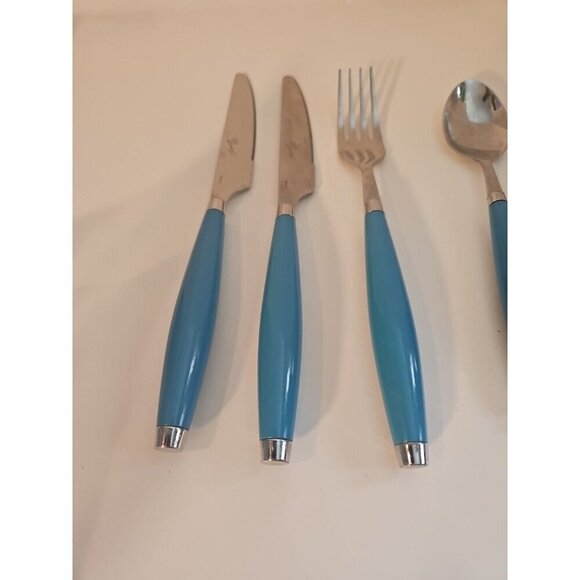 VTG Fiesta Fiestaware 6 Piece Flatware Silverware Place Setting Turquoise - Picture 6 of 6